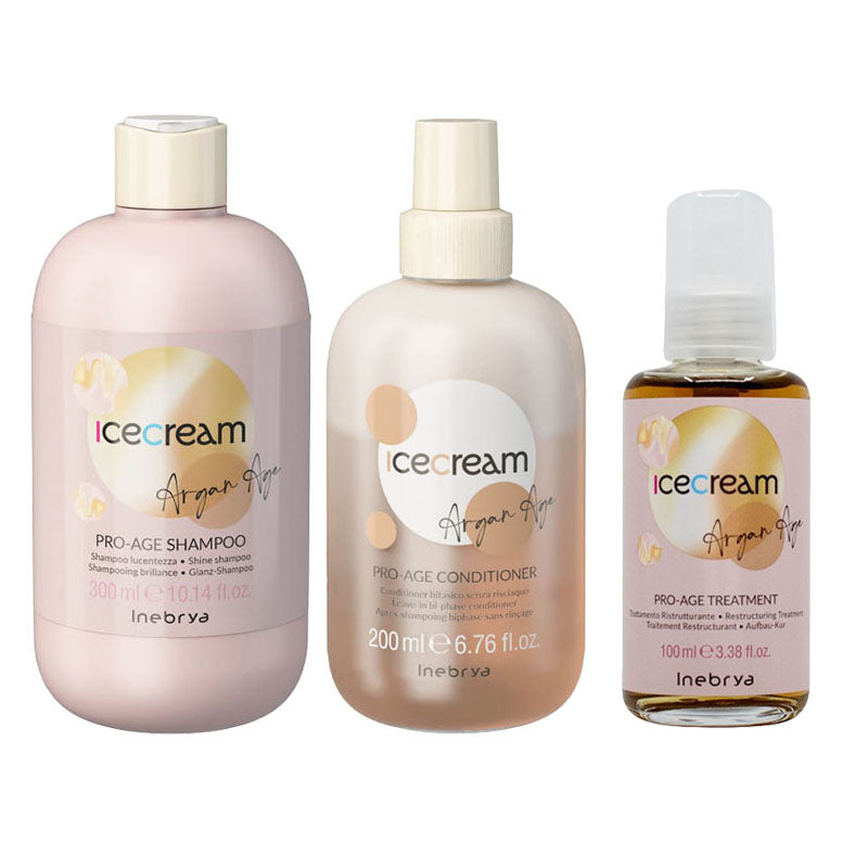 INEBRYA KIT ICE CREAM ARGAN AGE SHAMPOO 300ml + CONDITIONER 200ml + OLIO 100ml