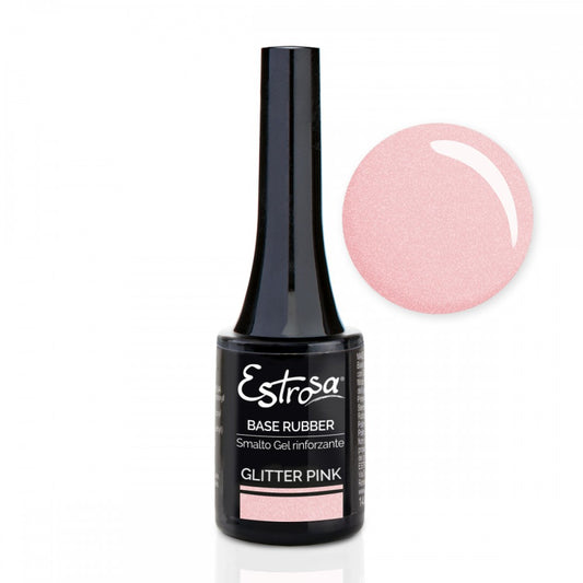 ESTROSA BASE RUBBER GEL GLITTER PINK 14ML