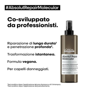 L'OREAL ABSOLUT REPAIR MOLECULAR PRE TRATTAMENTO CAPELLI DANNEGGIATI RISTRUTTURANTE 190ML